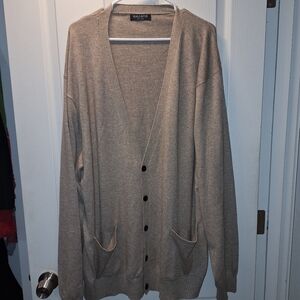 Men's Tan Cardigan Sweater 3XLT Cashmere Wool Blend